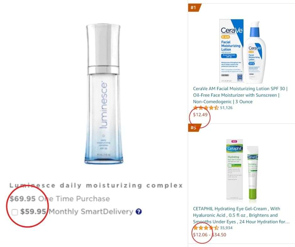 comparing prices Jeunesse products and products found on amazon