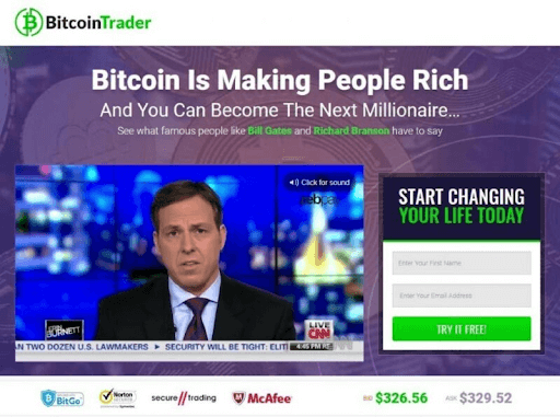 Bitcoin Trader Review Sales page claims