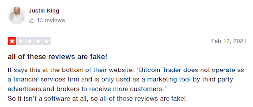 Bitcoin Trader Review TrustPilot negative review 3