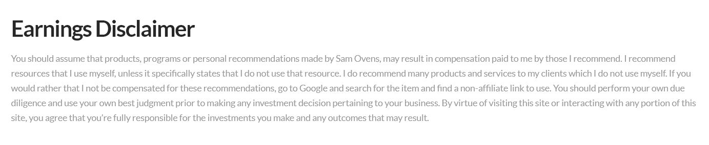 What Is Sam Ovens Consulting Accelerator About Sam ovens earning disclaimer