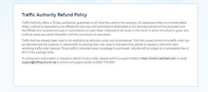 Is Traffic Authority a scam refund policy