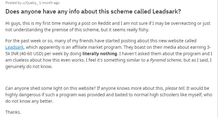 LeadsArk review negative reddit review