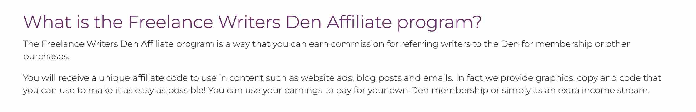 what is Freelance writers den affiliate