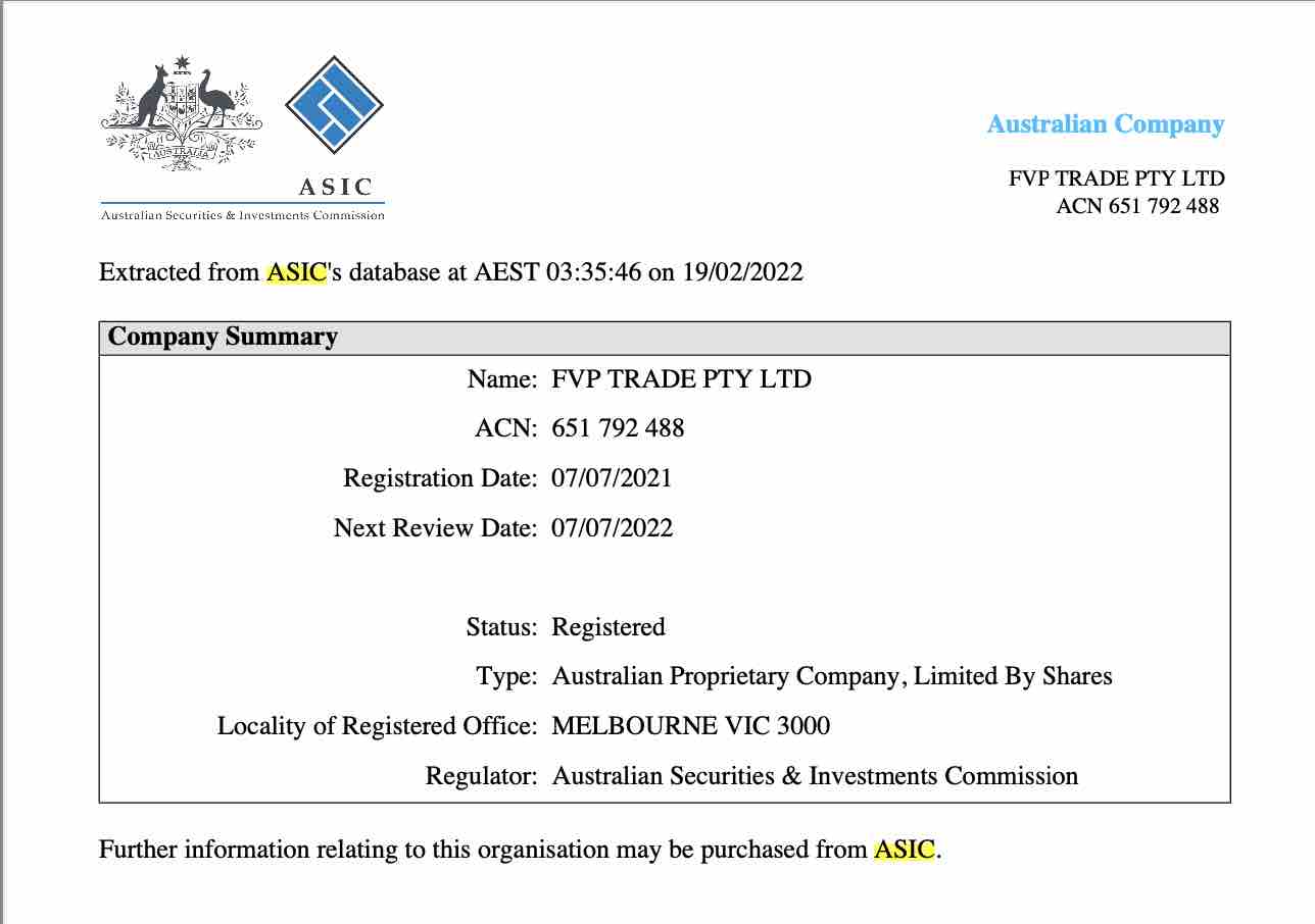 what if fvp trade asic registration