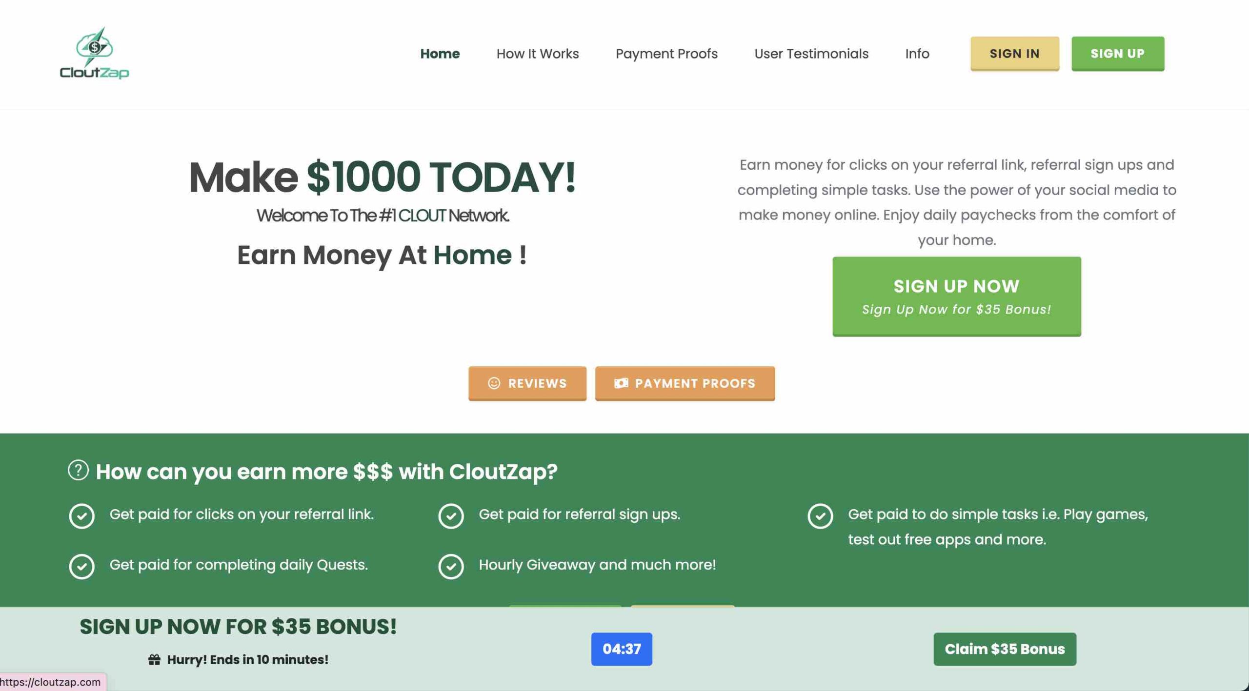 is cloutzap a scam coutzap homepage
