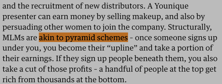 Is Younique MLM a scam - Guardian report MLMs are akin to pyramid schemes